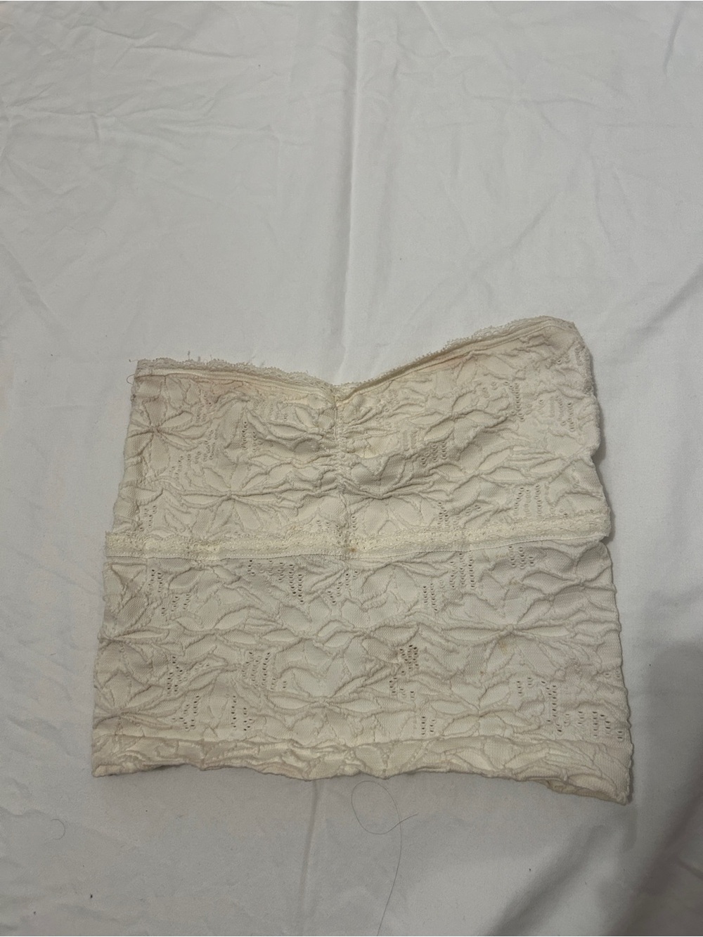 Strapless Cream Lace Crop Top